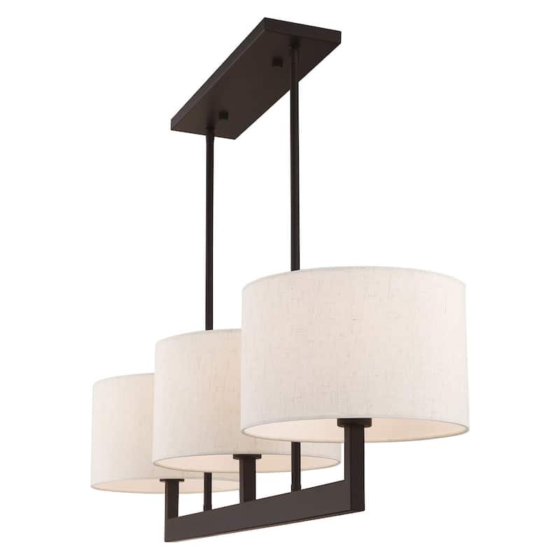 Livex Lighting Hayworth 3 Light 11" Wide Linear Chandelier with Fabric