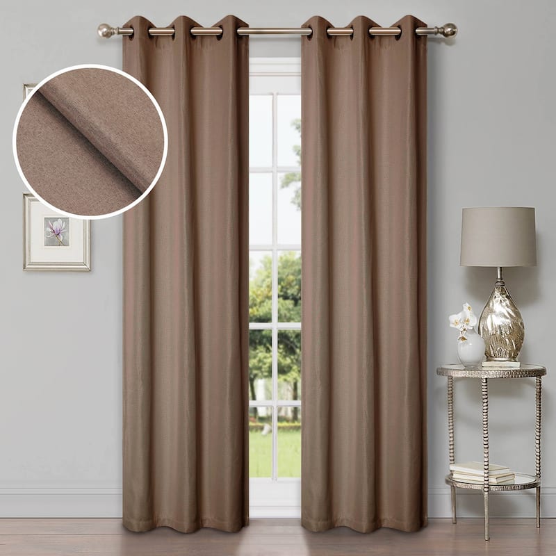 Superior Linen Washable Room Darkening Curtains, Set of 2 Panels - 42" x 84" - Acorn