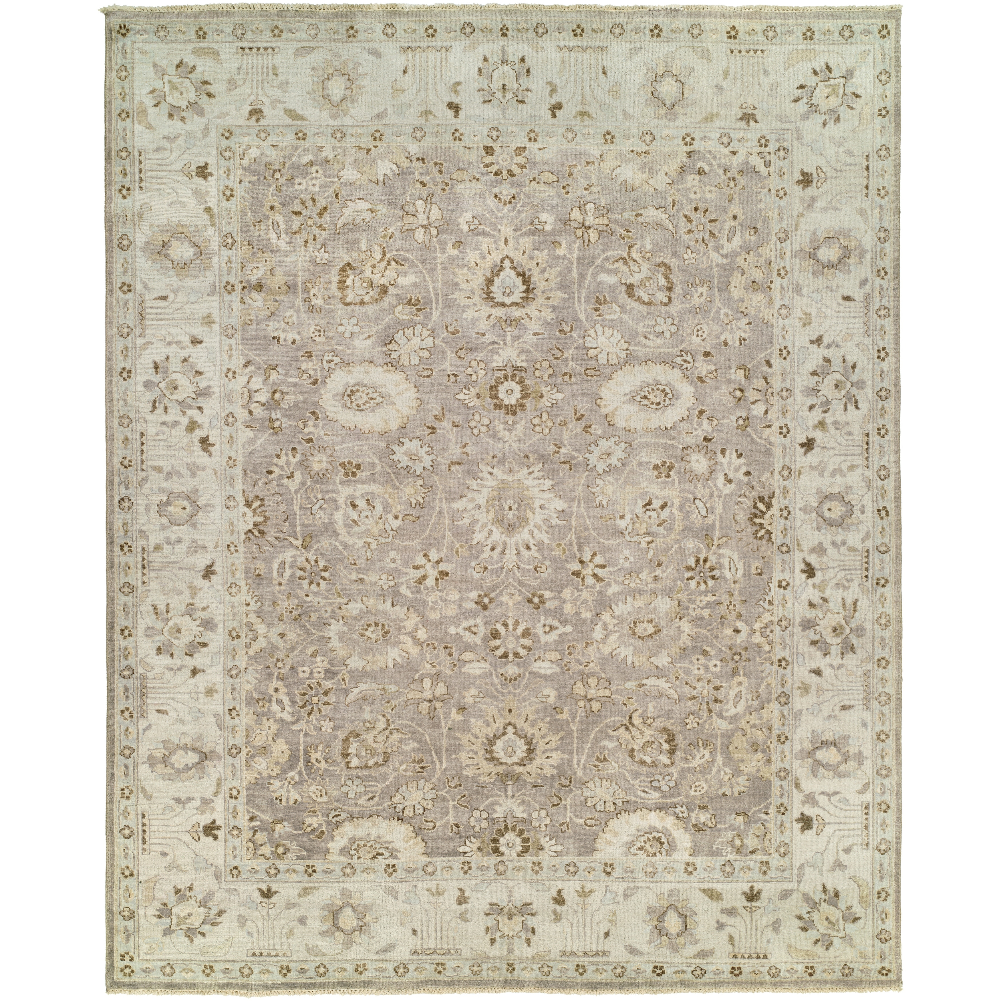 KALATY Traditional Grey Hand-Knotted Wool Area Rug