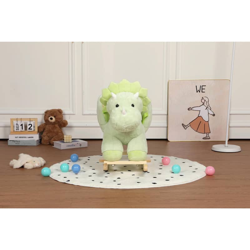 Kids Ride-On Rocking Horse Toy with Lullaby Song, Rocking Toy with Hand Puppets & Safety Belt