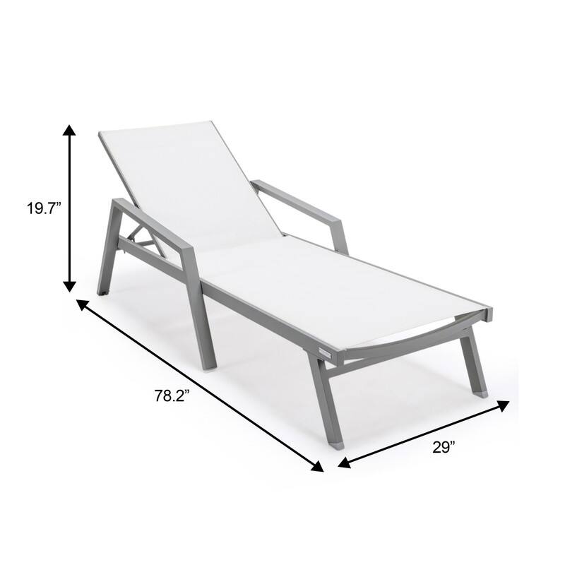 LeisureMod Set of 2 Stackable Beach Pool Sunbathing Chaise Loungers - Adjustable Outdoor Sun Lounge Chairs for Patio Backyard