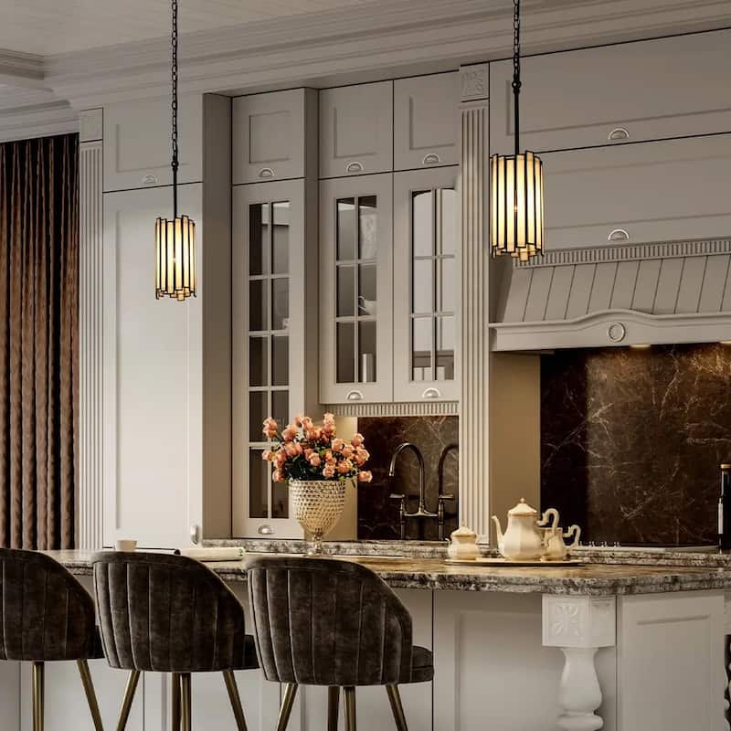 Tifany Modern 1-Light Mini Pendant Colored Black Glass Kitchen Island Light - D 4.3" x H 15.5"