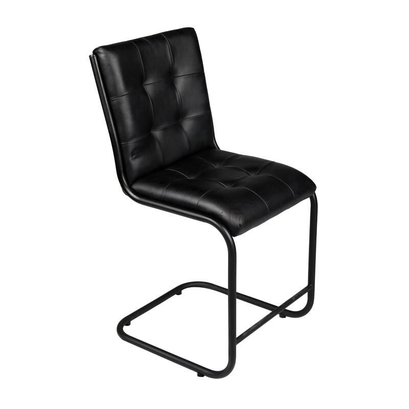 HomeRoots Tufted Black Upholstered Leather Dining Side Chair
