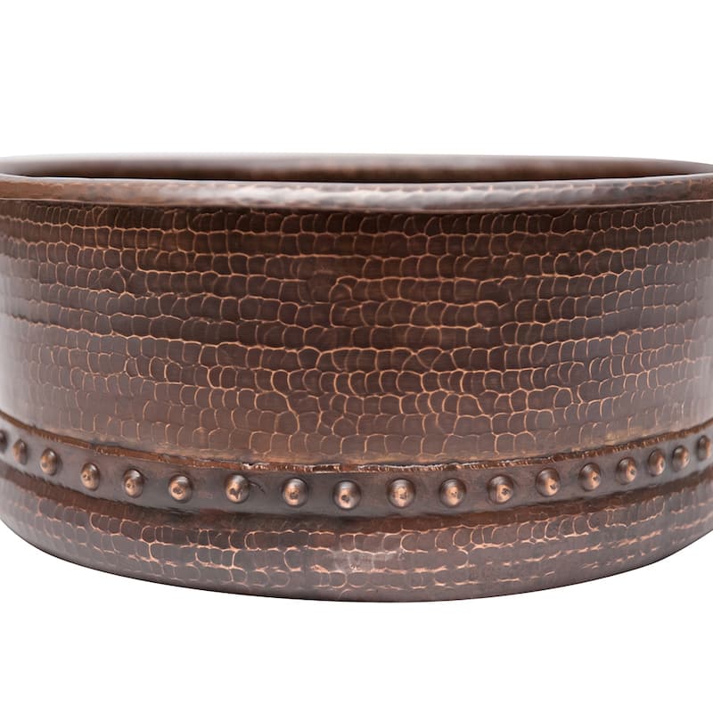 15-in Round Vessel Tub Hammered Copper Sink (VRT15DB)