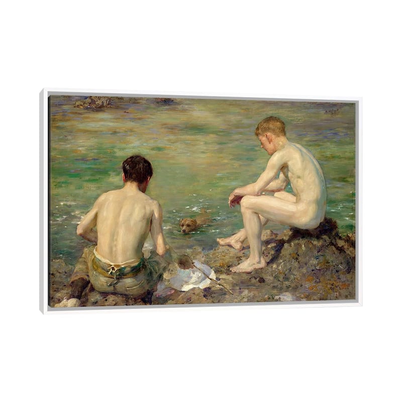 iCanvas "Three Companions" by Henry Scott Tuke Framed Canvas Print - White - 26x40