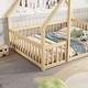 preview thumbnail 4 of 49, Wood House-Shaped Full Floor House Bed with Fence,Guardrails,Kids and Baby