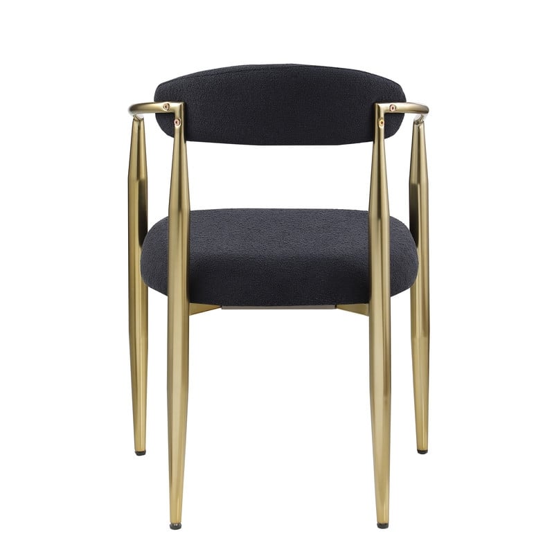 Mid-Century Modern Upholstered Dining Chairs Set of 2 with Metal Legs