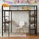 preview thumbnail 1 of 18, Twin Loft Metal Bed with 3 Layers of Shelves and Desk,Versatility Galore,Black Black