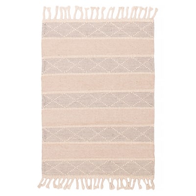 ECARPETGALLERY Braid weave Sienna Beige, Grey Wool Rug - 4'1 x 5'10