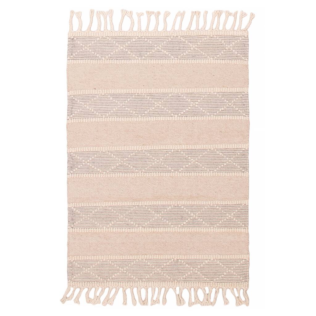 ECARPETGALLERY Braid weave Sienna Beige, Grey Wool Rug - 4'1 x 5'10