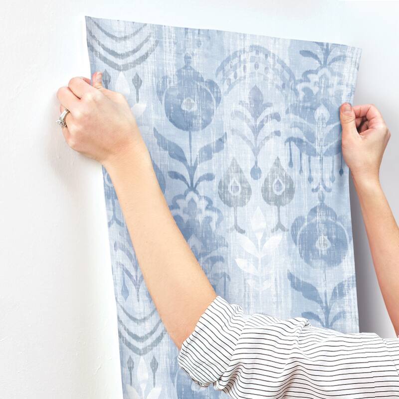 A-Street Prints Pavord Blue Floral Shibori Wallpaper