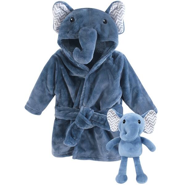 slide 1 of 1, Little Treasure Infant Boy Plush Bathrobe and Toy Set, Chevron Elephant, 0-9 Months - Chevron Elephant - 0-9 Months 0-9 Months - Chevron Elephant