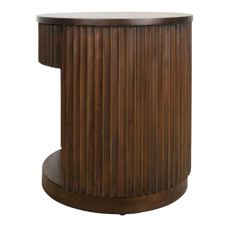NPD Furniture Truro Fluted Nightstand with 1 Drawer and Open Shelf