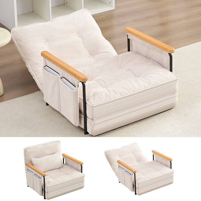 Mixoy Muti-Functional Folding Floor Sofa Bed,3-Seater,2-Seater,1-Seater Lazy Futon Sofa with 6 Position Adjustable Backrest - 29.9''*28''*26.4'' - BEIGE