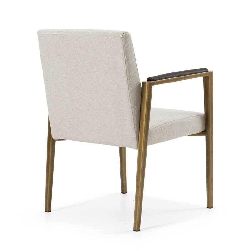 Modrest Sanders Modern Off-White Fabric & Brass Dining Chair
