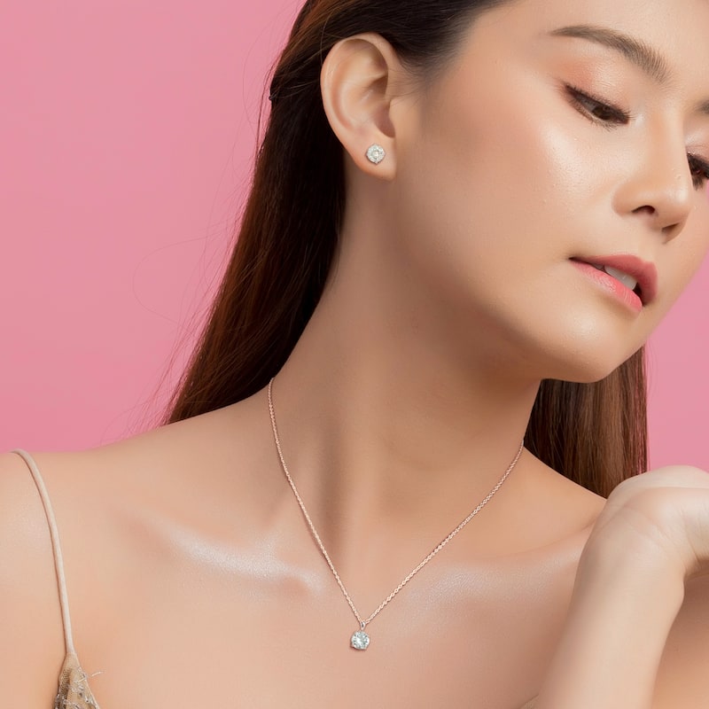 Miadora Gemstone Birthstone Earrings and Necklace Set Sterling Silver