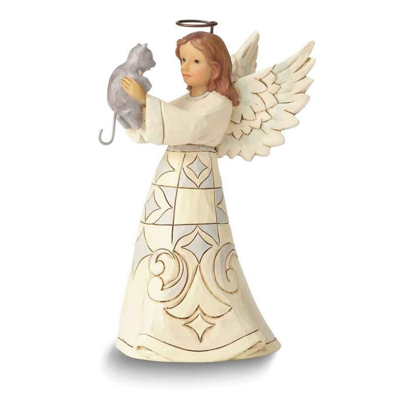 Curata Creek Farmhouse Angel with Cat Stone Resin Figurine
