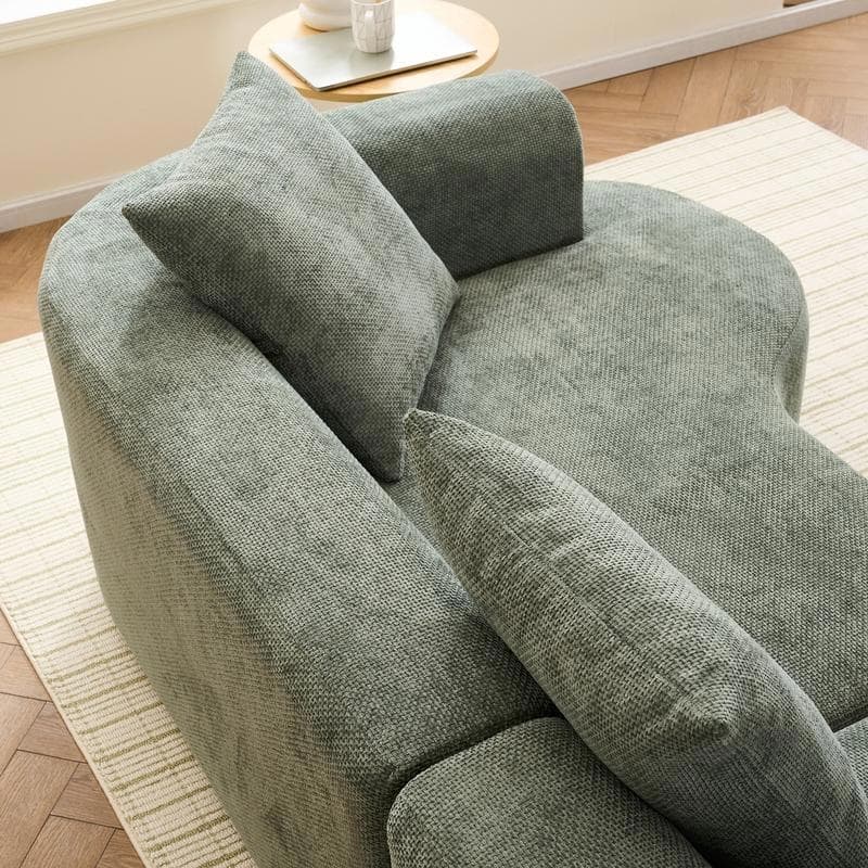 Curved Corduroy Sofa, Soft Cushions with 3 Pillows
