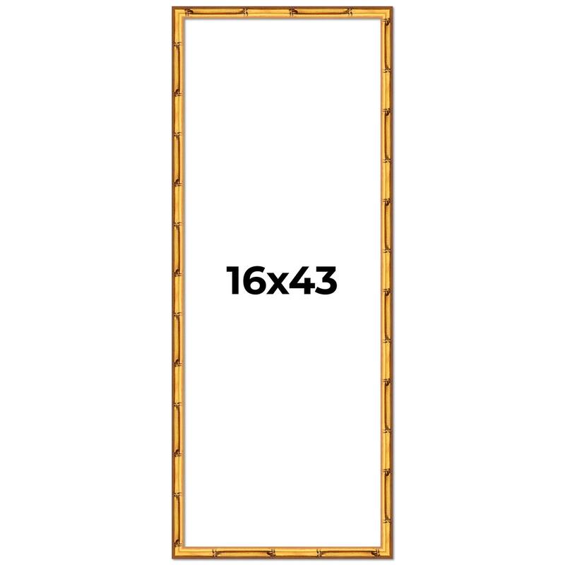 16x43 Frame Gold Bamboo Solid Wood Picture Frame | 1 Inch Moulding