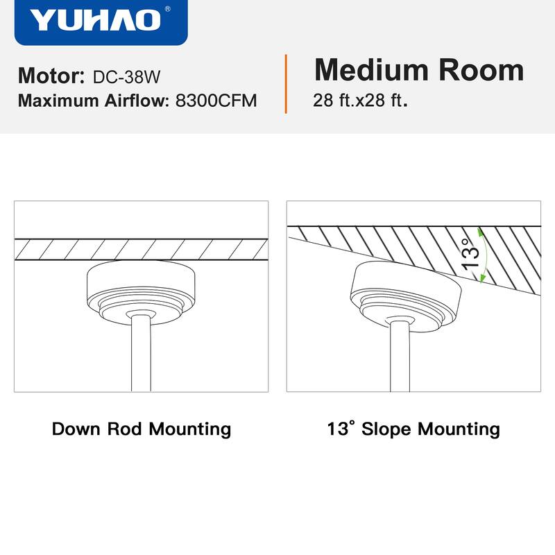 Indoor & Outdoor Smart Ceiling Fan Light with 7 Wood Grain Blades, 62" Ceiling Fan with Dimmable LED Light, App and Remote