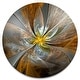 preview thumbnail 1 of 7, Designart 'Symmetrical Yellow Fractal Flower' Digital Art Circle Metal Artwork 11 x 11 - disc of 11 inch