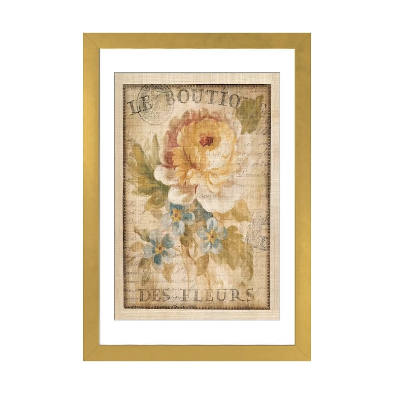 iCanvas "Parisian Flowers I" by Danhui Nai - Gold - 32x24x1