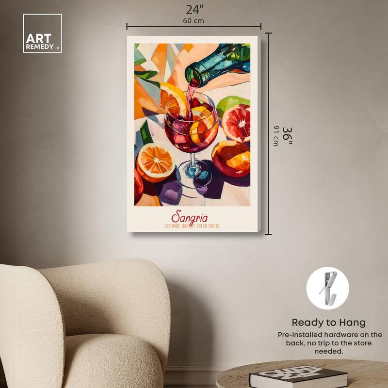 Sangria Recipe Poster Canvas by Art Remedy, Gallery Wrapped