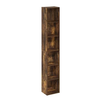 70.87 in. Tall Pine Wood 6-Shelf Bookcase
