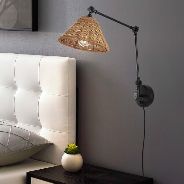 WINGBO Adjustable Swing Arm Wall Sconce with Neutral Beige
