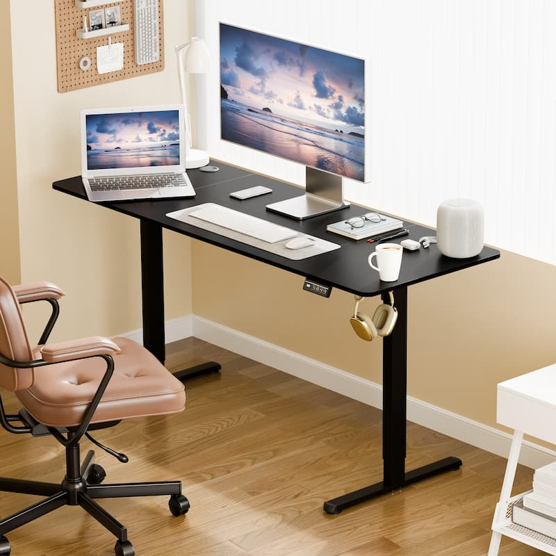 Electric Standing Desk, Height Adjustable Desk with Memory Preset and LED Display - 63*24 - Black/Black