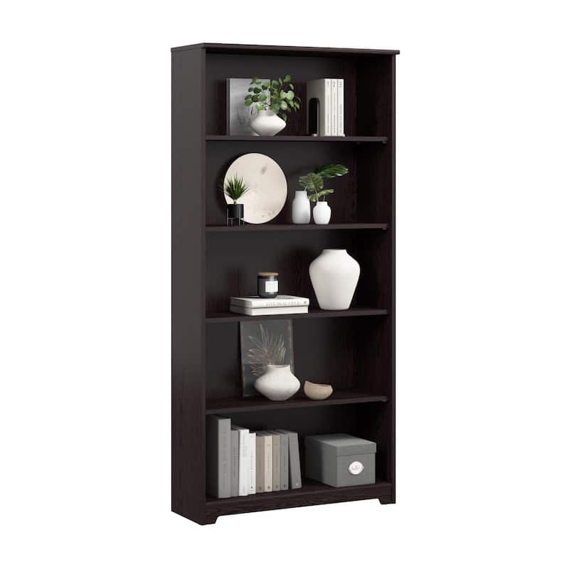 Bush Furniture Cabot Tall 5 Shelf Bookcase with Adjustable Shelves - Espresso Oak