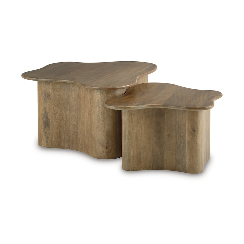 Signature Design by Ashley Abeford Light Brown Accent Coffee Table (Set of 2) - 33" W x 28" D x 18" H