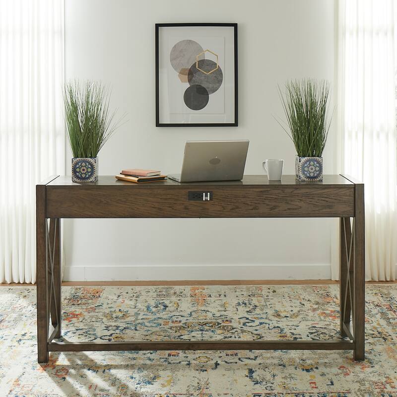 Lennox Weathered Chestnut Console Bar Table - Chestnut