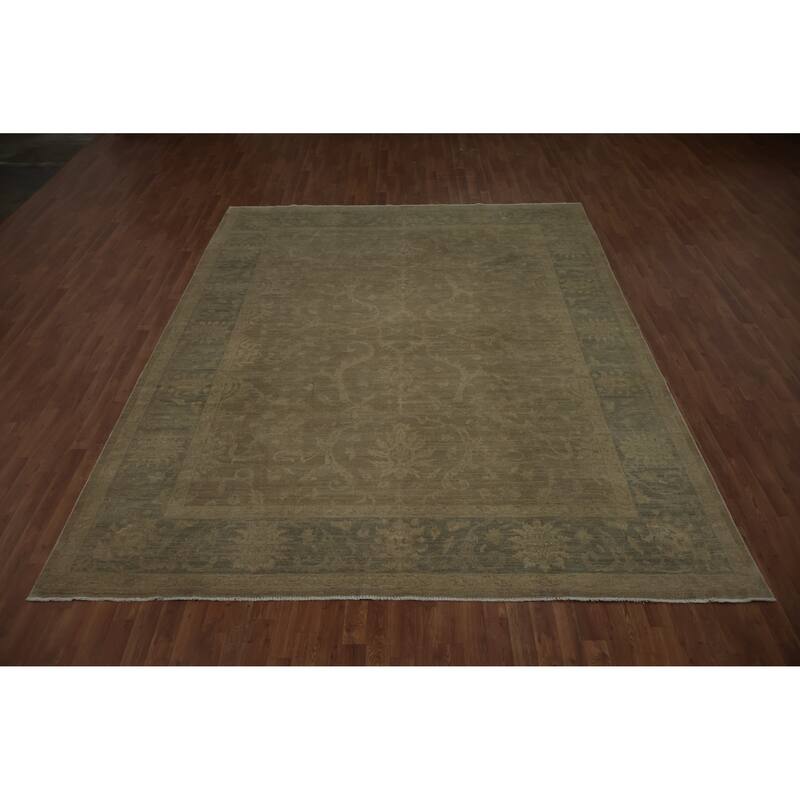 Hand Knotted Oriental 100% Wool Carpet Traditional Floral Brown Ziegler Area Rug - 11' 8'' X 9' 0''