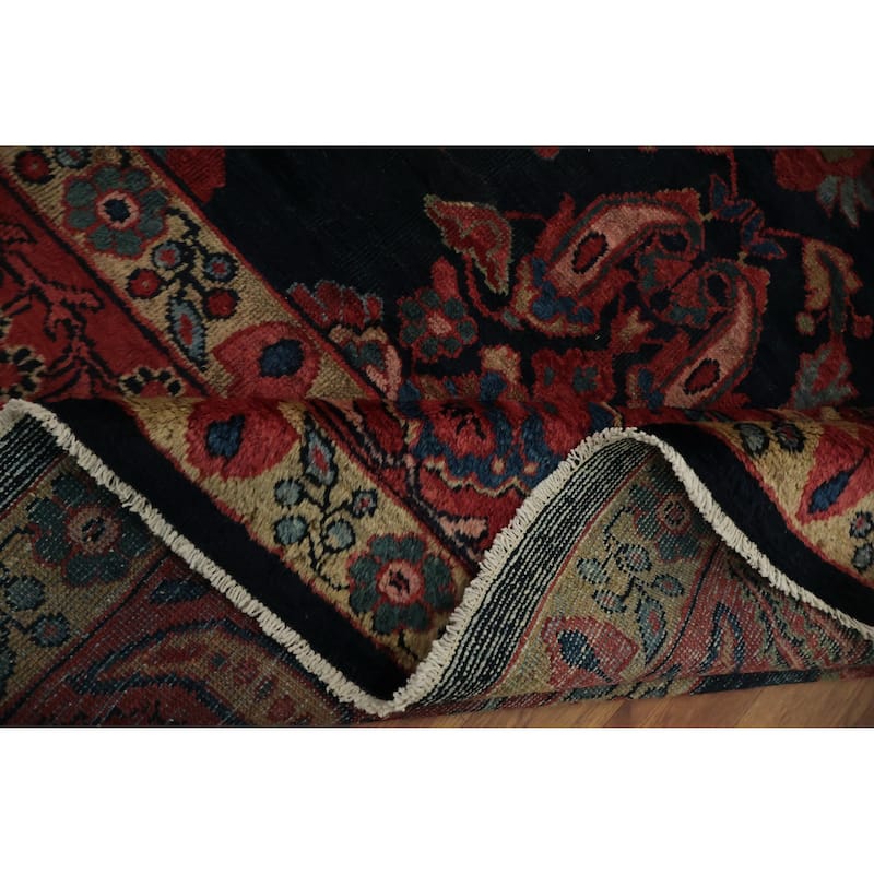 Hand Knotted Oriental 100% Wool Carpet Traditional Floral Navy Blue & Blues Sultanabad Area Rug - 12' 6'' X 9' 3''