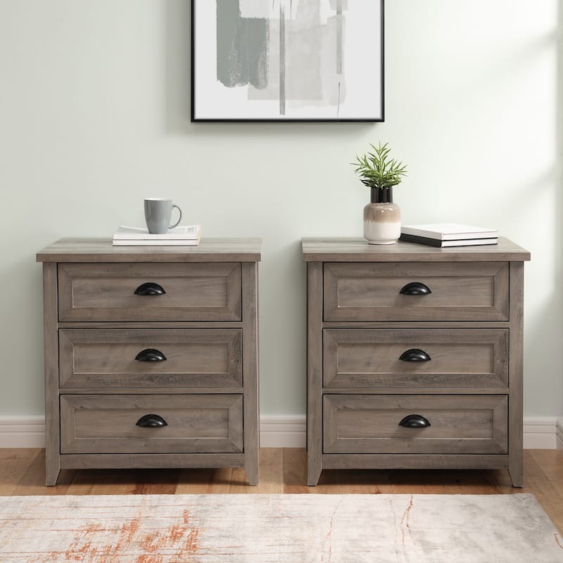 Middlebrook 3-Drawer Farmhouse Nightstands, Set of 2 - Grey Wash
