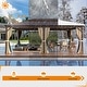 preview thumbnail 115 of 142, Outdoor Hardtop Gazebo Pergola w Galvanized Steel Roof and Aluminum Frame, Prime Curtains and nettings include