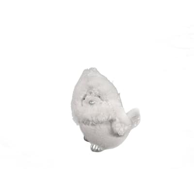 Winter Bird with Beanie Christmas Tabletop Figurine - 6" - White