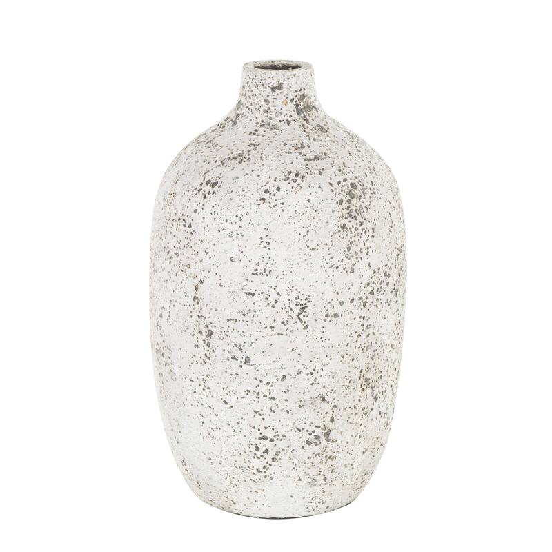 White Ceramic Antique Style Textured Decorative Vase