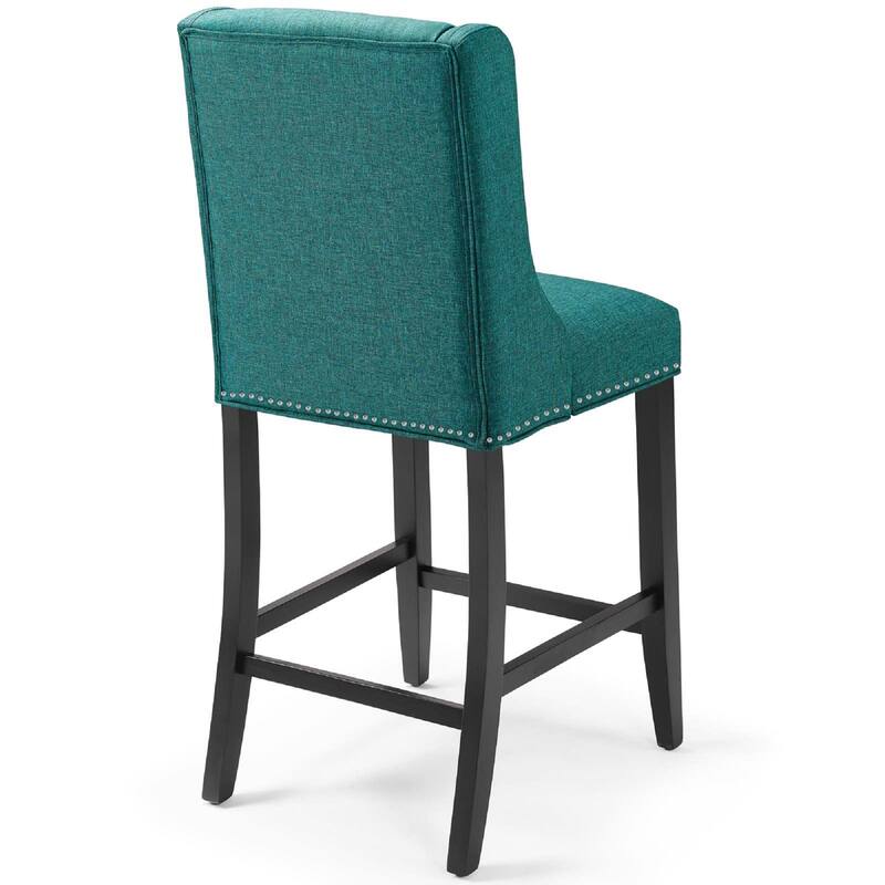 Modway Baron Counter Stool Upholstered Fabric Set of 2, Teal