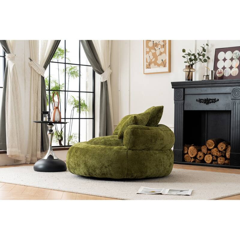 Bean Bag Lazy Sofa with Ultra Soft Chenille Cover,Round Bean Bag,Indoor & Outdoor