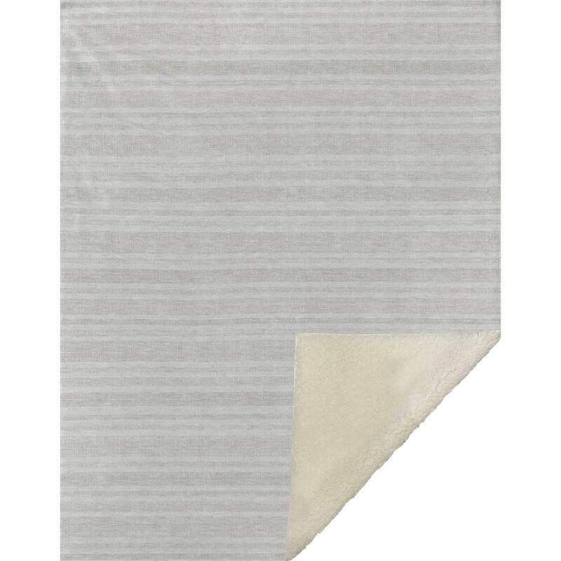 Premium Machine Washable Modern Stripe Sherpa Throw Blanket