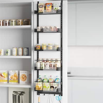 6-Tier Pantry Door Organizer Adjustable - 4.92"D x 14.56"W x 50.6"H
