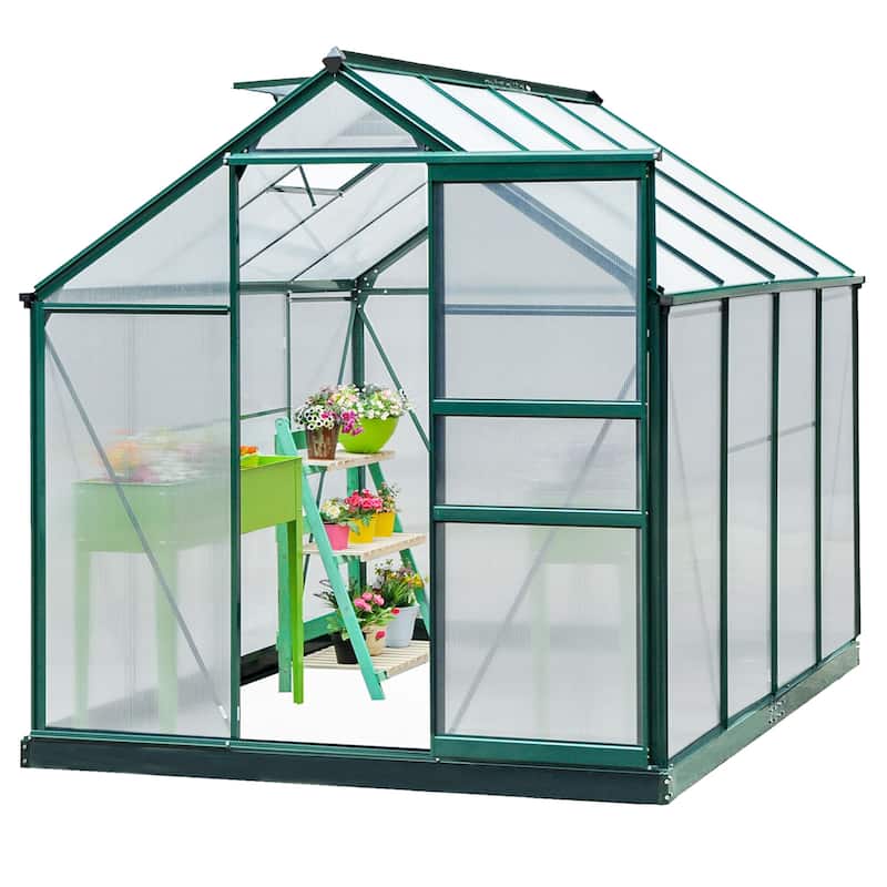 Outsunny Polycarbonate Walk-in Garden Greenhouse - Clear