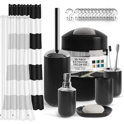 Clara Clark 20 Piece Complete Bathroom Accessories Kit with Shower Curtain Set