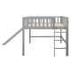 preview thumbnail 11 of 11, Full Size Pine Wood Low Loft Kids Bed Frame with Slide and Vertical Ladder, Fun Space-Saving Design for Bedroom, Grey