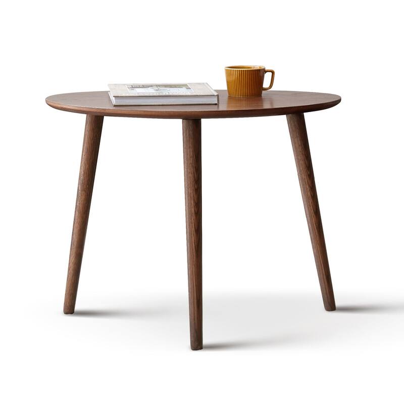 Mid-Century Oval Design Side Table - 22.8"W x 33.5"L x 15.8"H - Walnut