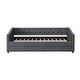 preview thumbnail 4 of 12, Daybed with Button on Back and Copper Nail on Waved Shape Arms, Twin Size Trundle Upholstered Tufted Sofa Bed