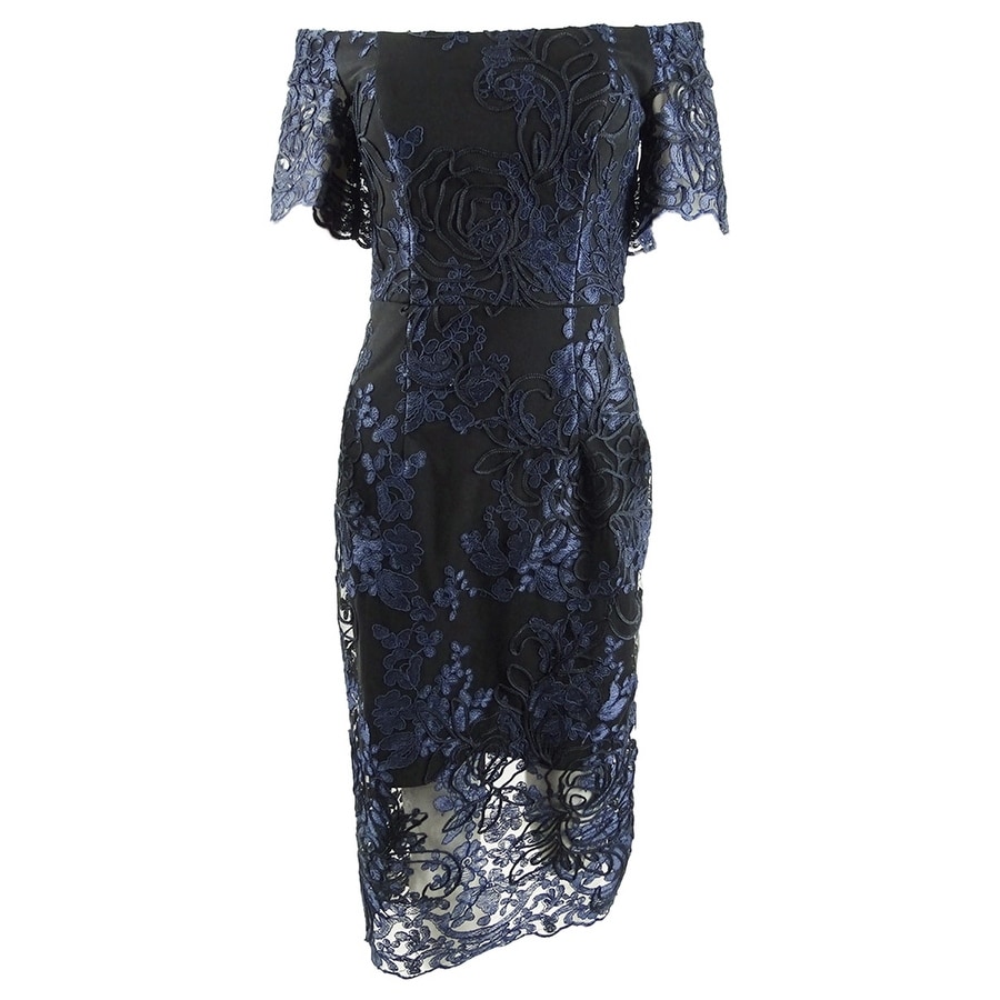 navy and black lace dress