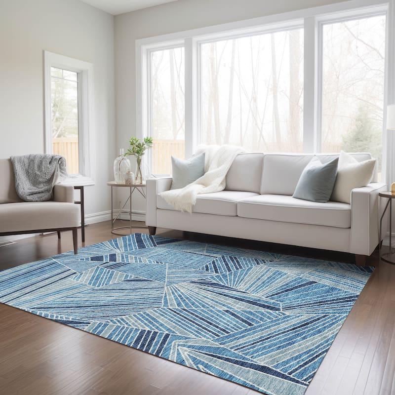 Machine Washable Indoor/ Outdoor Chantille Modern Mosaic Rug